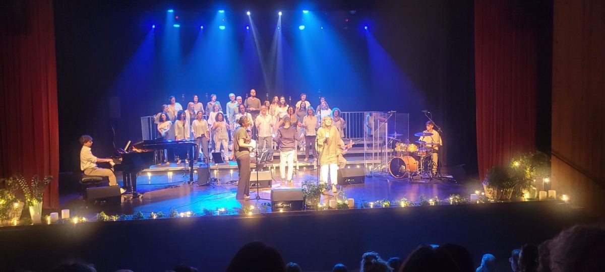 Vista panorámica de un concierto en teatro